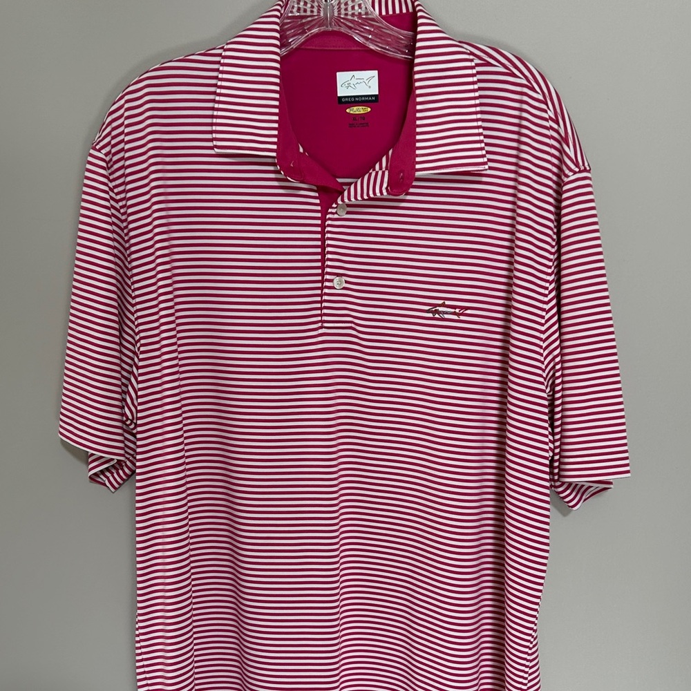 Greg Norman Collection Red and White Striped Polo